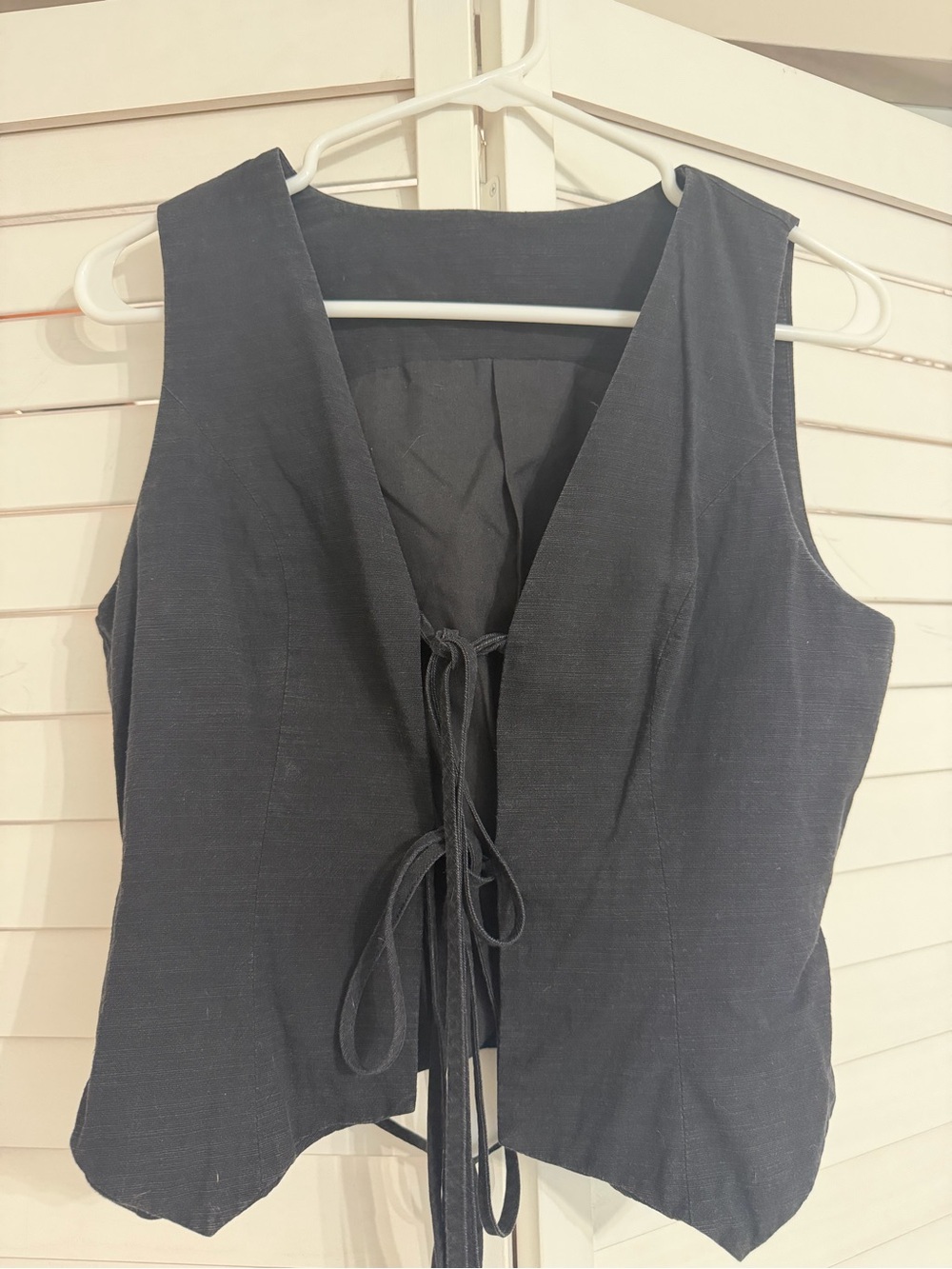 Commense Black Tie-Front Vest with Cream Wide-Leg Pants - Picture 3 of 4